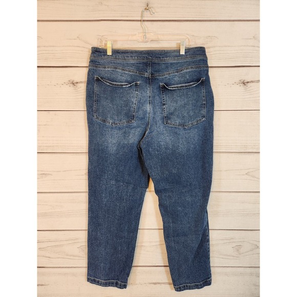 Dip Womens Blue Solid‎ Stretch High Rise Cotton Medium Wash Straight Jeans 16 - Picture 2 of 7